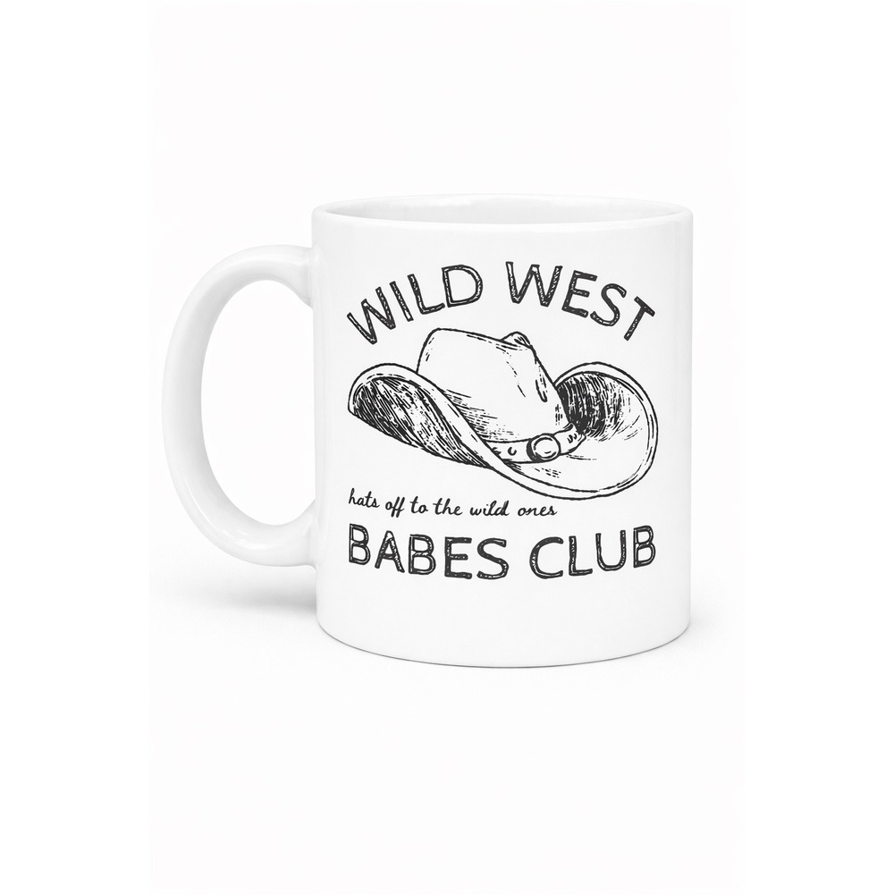 Wild West Babes Club Cowboy Hat Graphic White Ceramic Coffee Mug 11oz New